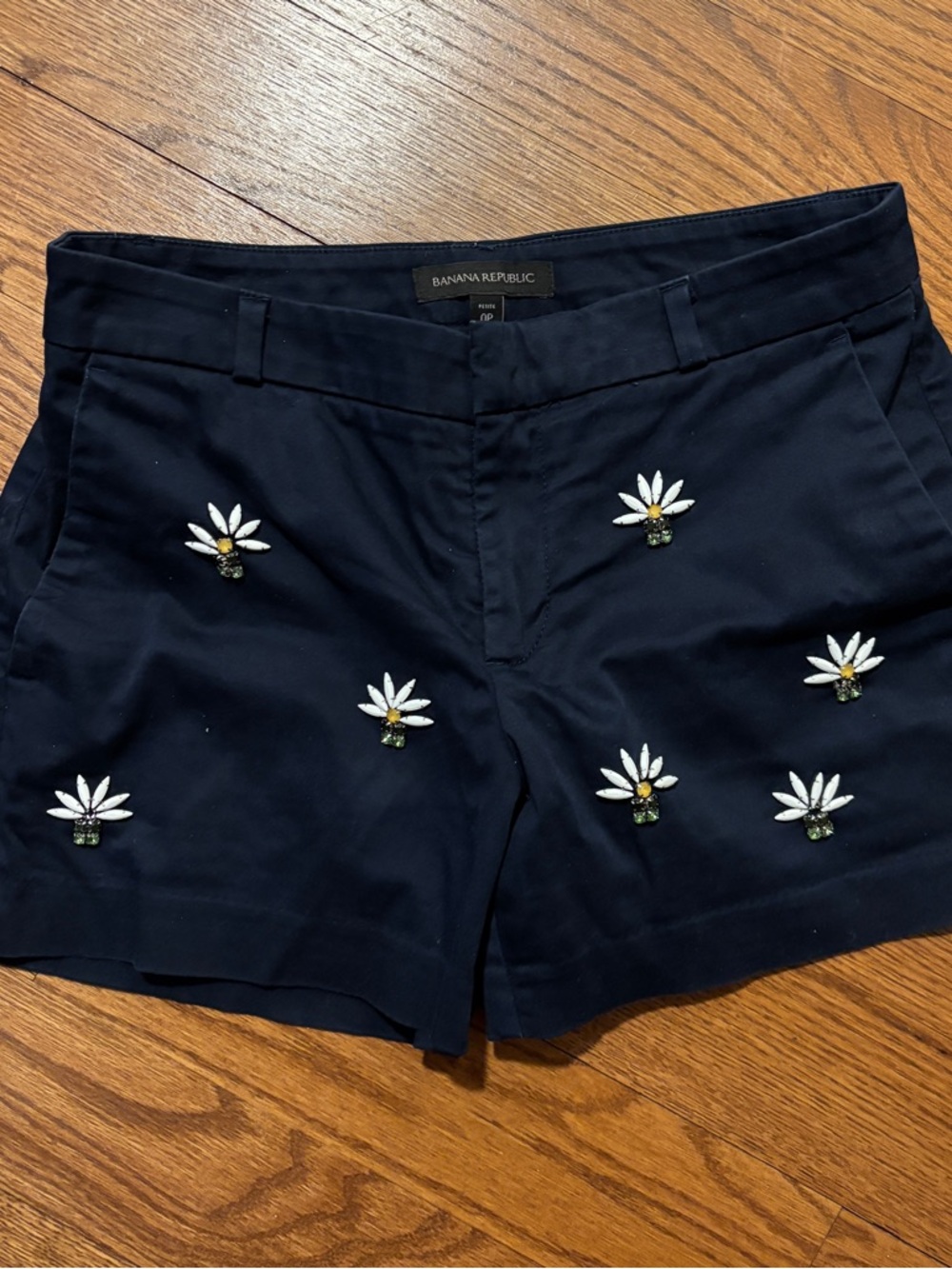 Banana Republic Navy Floral Embellished Shorts